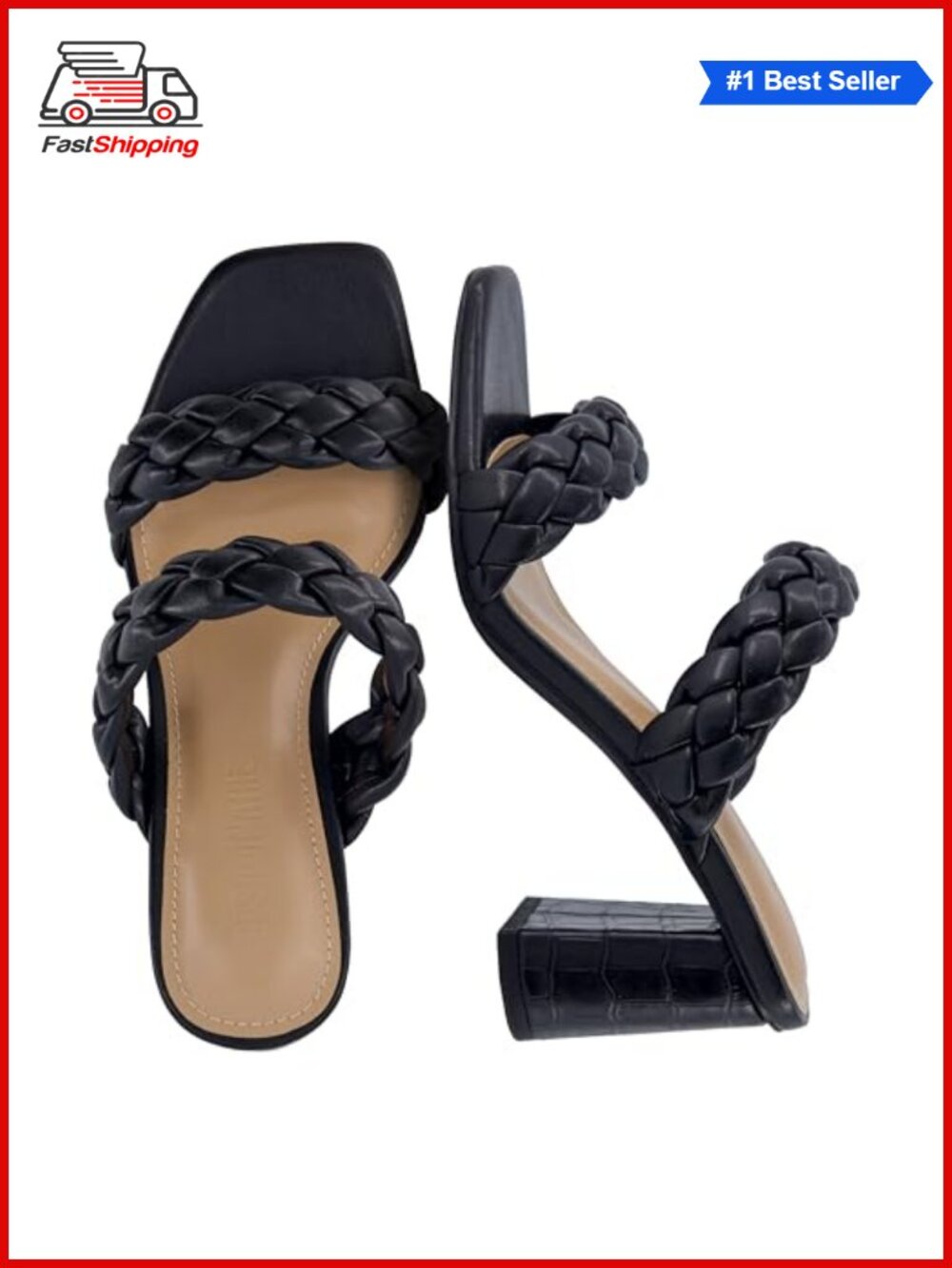 ✨ CUSHIONAIRE Irine Chunky Heels Braided Block Heel Sandals Square Toe Memory